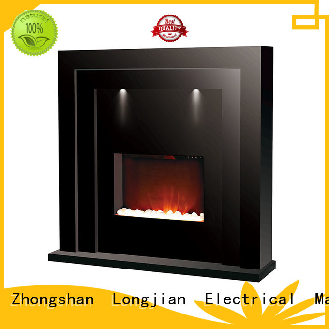 Longjian lvory electric fireplace suites freestanding package for cellar