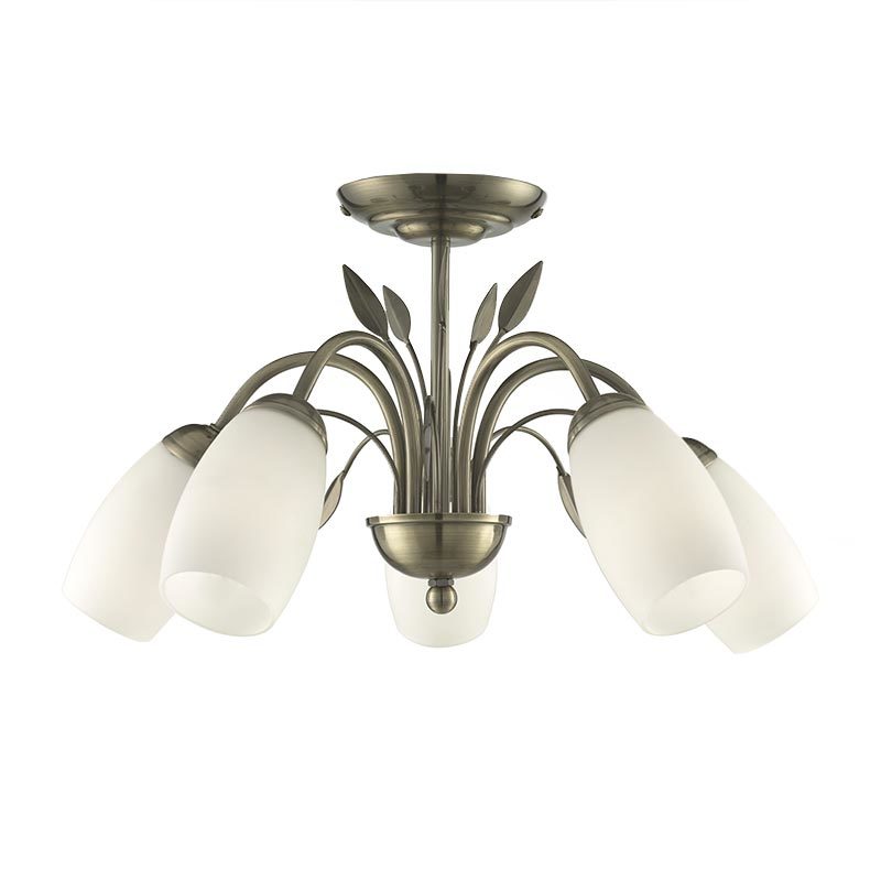 5 light ceiling semi-flush mount lamps with Opal Glass PC0007-5