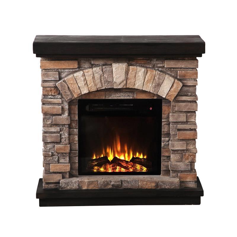 Imitation Stone Brick Wall Mantel Classic Flame Pioneer Stone Free Standing Electric Fireplace